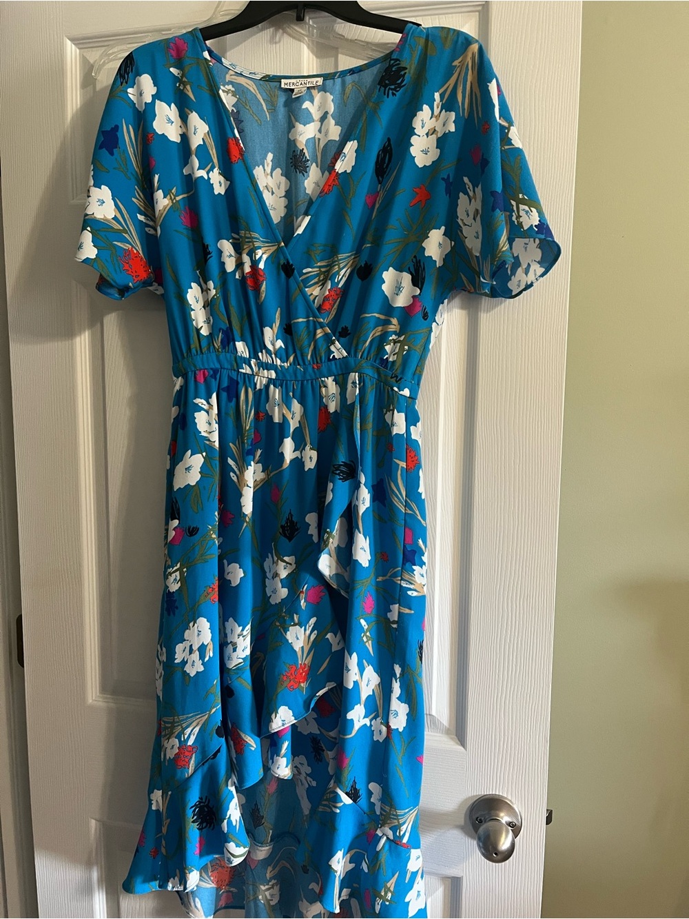J. Crew Teal Blue Floral Wrap Dress